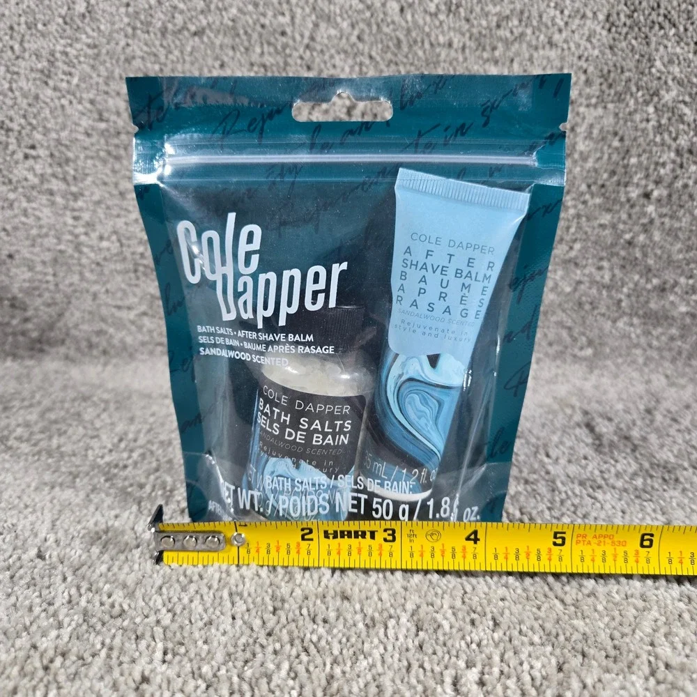 Cole Dapper Grooming Set Sandalwood Bath Salts & After Shave Balm Mens 2pc New